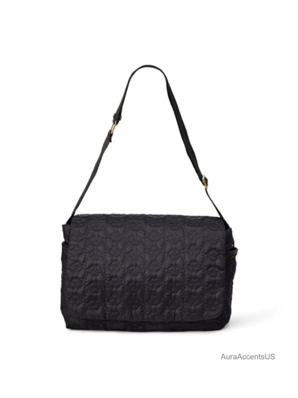 Quilted Nylon Diaper Tote Bag with Multiple Pockets, Zip-top Closure with Flap,